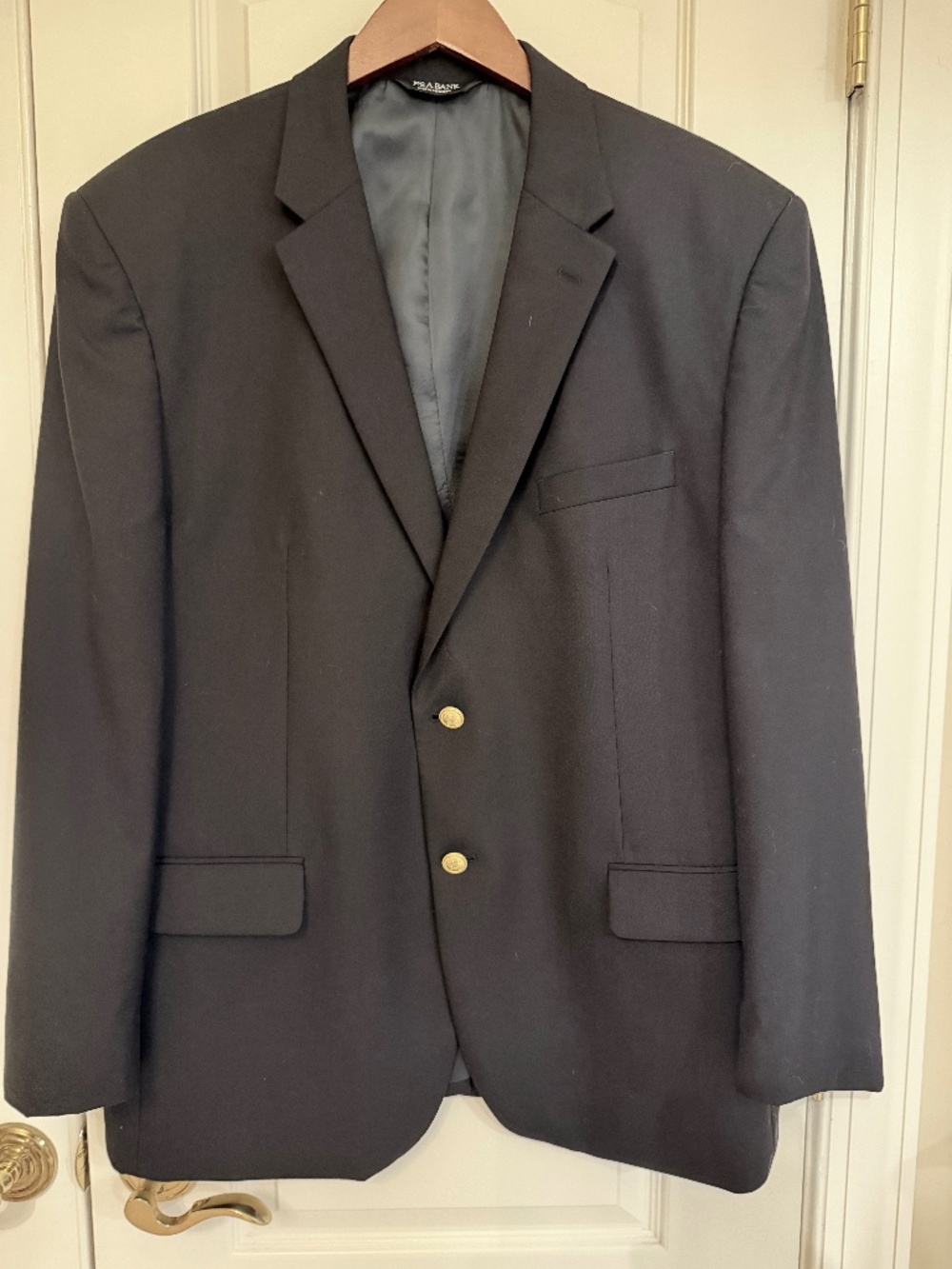 Jos A Bank Executive Navy Wool Gold Button Blazer size 46R